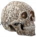 Natural Colored Floral Human Skull Day of the Dead Dia de Los Muertos Figurine   